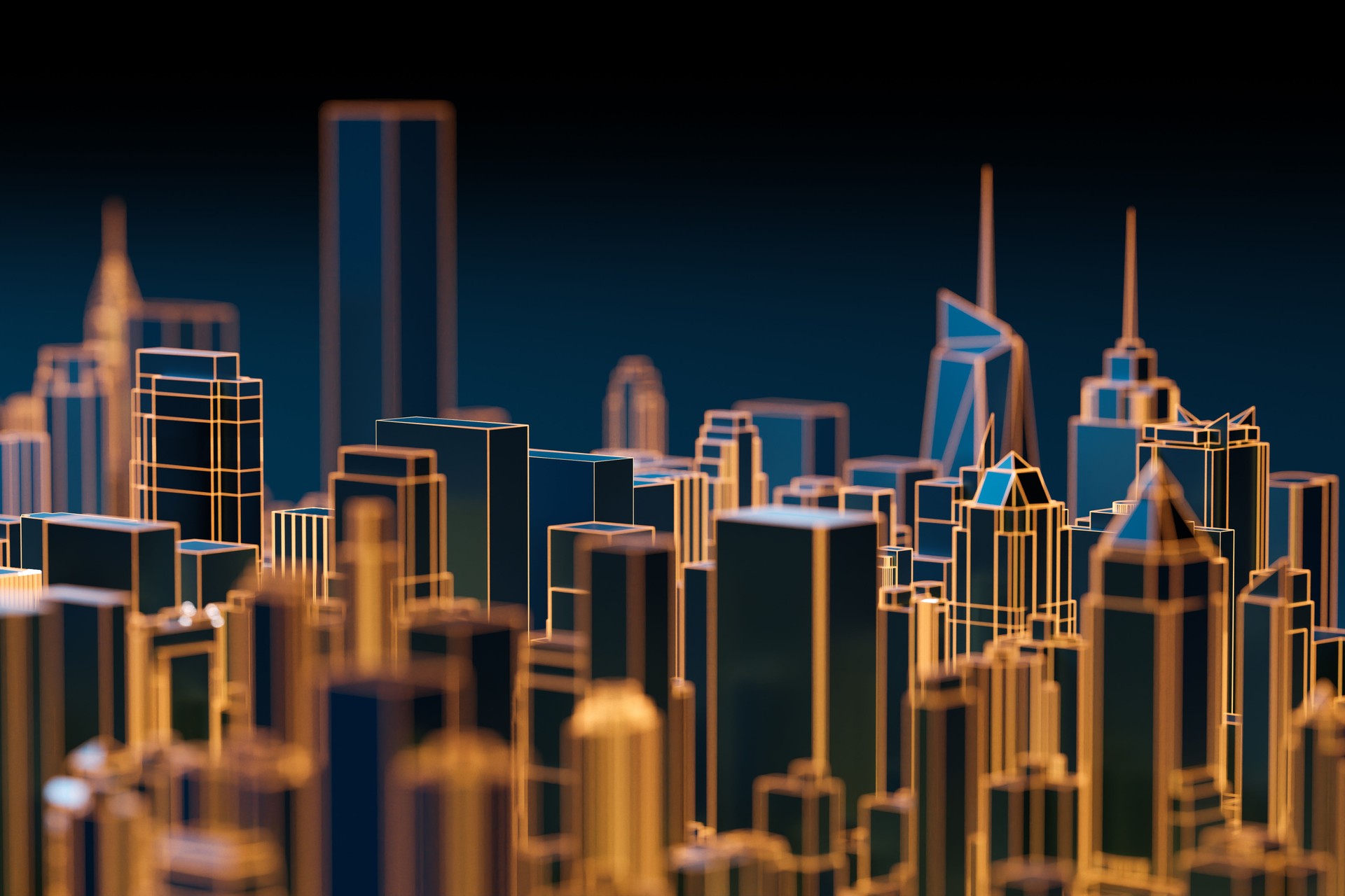 High tech city skyline hologram. 3D rendering.